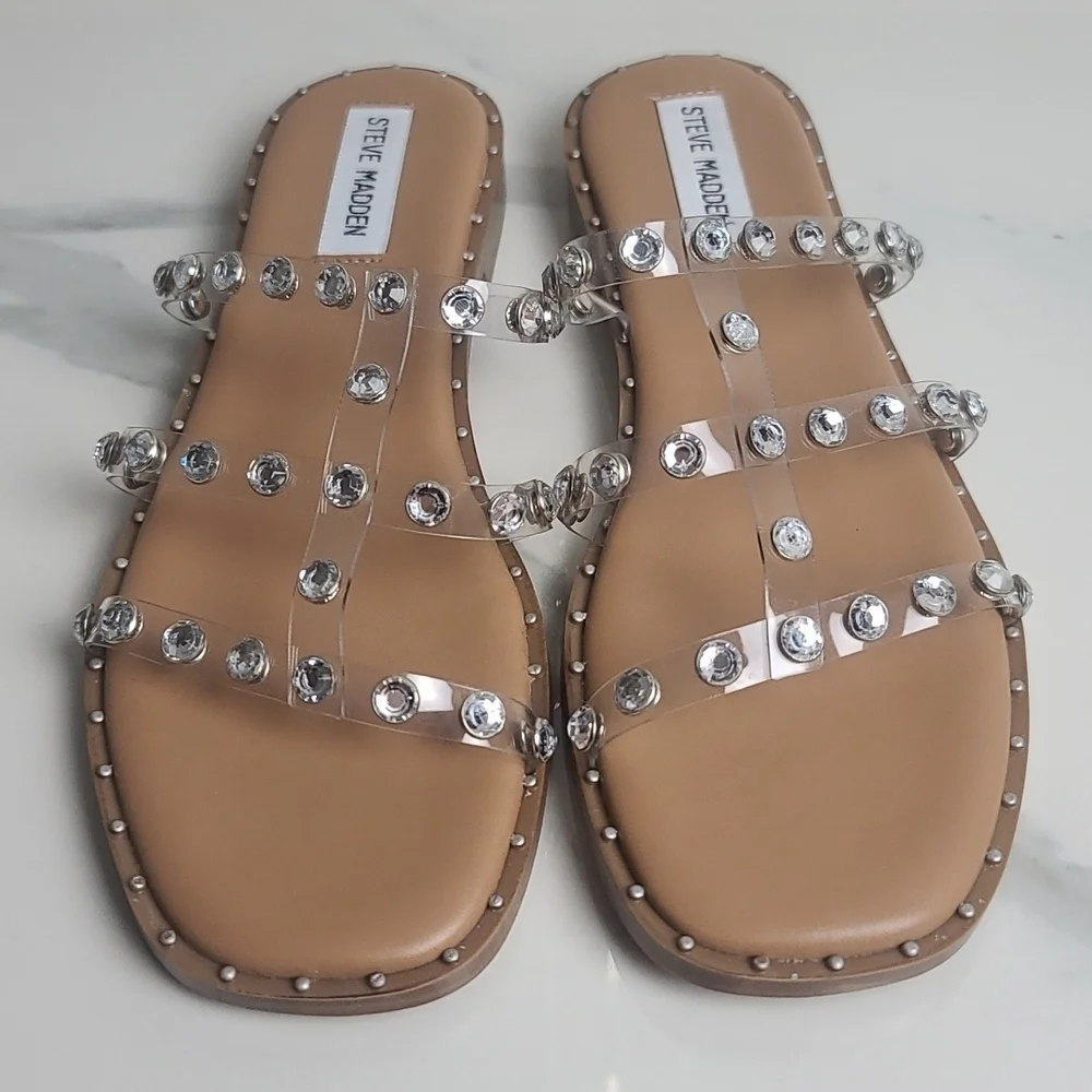 Steve Madden Lyna Clear Jeweled Sandals NWOT